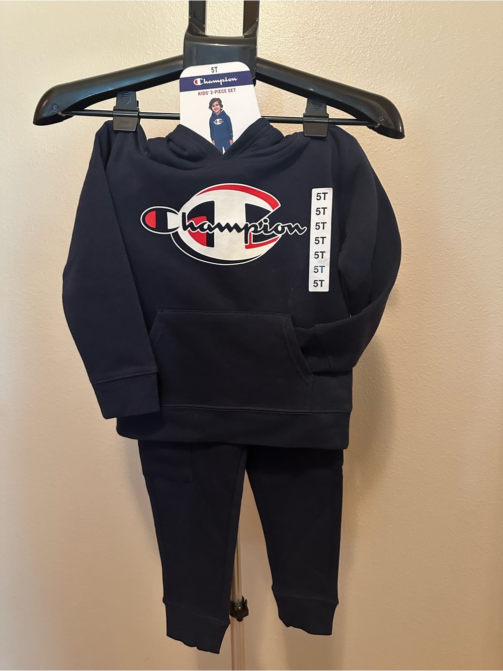 Champion Navy Kids Hoodie & Joggers Set with Logo